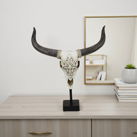 Animal Skull Tabletop Decor, Bone White and Black Resin, 16 Inch -BM335021