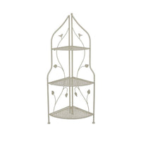 3 Tier Corner Plant Stand Shelves, Classical White Metal, 36 Inch -BM335022