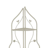 3 Tier Corner Plant Stand Shelves, Classical White Metal, 36 Inch -BM335022