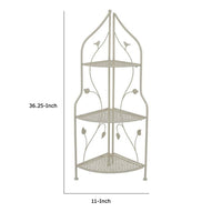3 Tier Corner Plant Stand Shelves, Classical White Metal, 36 Inch -BM335022
