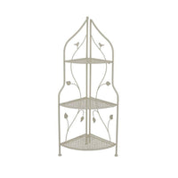 3 Tier Corner Plant Stand Shelves, Classical White Metal, 36 Inch -BM335022