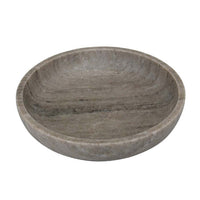 Decorative Bowl, Gray Marble, Natural Veining Patterns, 10 Inch Round -BM335024