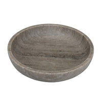 Decorative Bowl, Gray Marble, Natural Veining Patterns, 10 Inch Round -BM335024