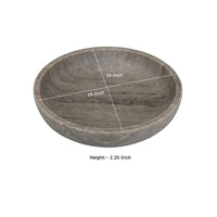 Decorative Bowl, Gray Marble, Natural Veining Patterns, 10 Inch Round -BM335024