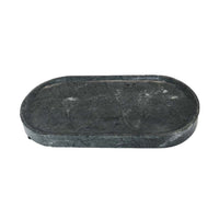 Decorative Oval Tray, Green Marble, Unique Veining Pattern, 14 Inch -BM335026