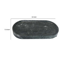 Decorative Oval Tray, Green Marble, Unique Veining Pattern, 14 Inch -BM335026