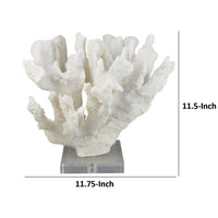 Manala Coral Sculpture with Clear Acrylic Base, White Resin 12 Inch -BM335027