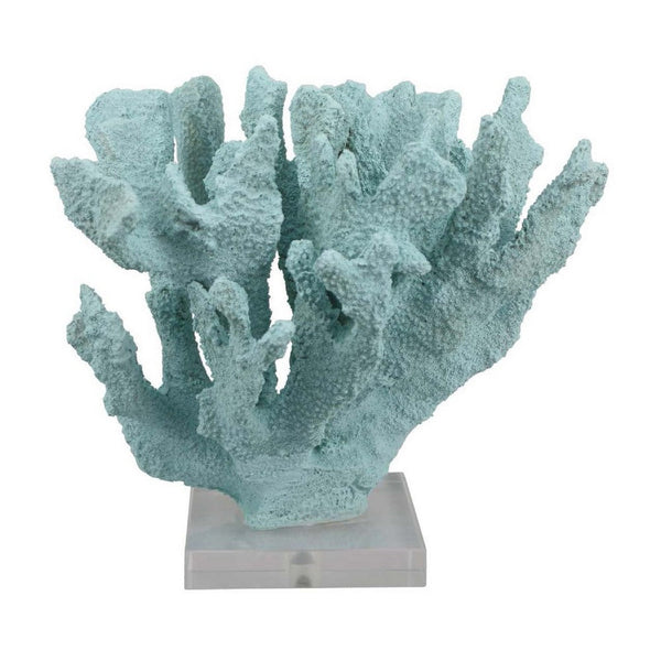 Manala Coral Sculpture with Clear Acrylic Base, Blue Resin 12 Inch -BM335028