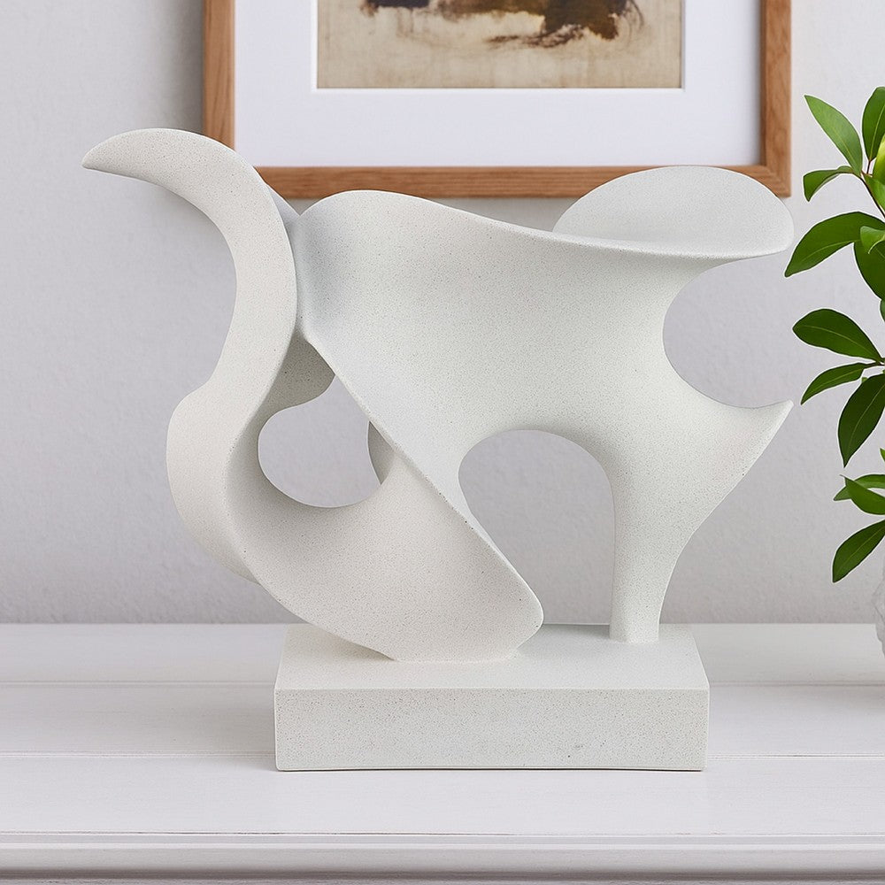 Ramya Abstract Accent Decor, Flowing Lines and Curves, White Resin -BM335035