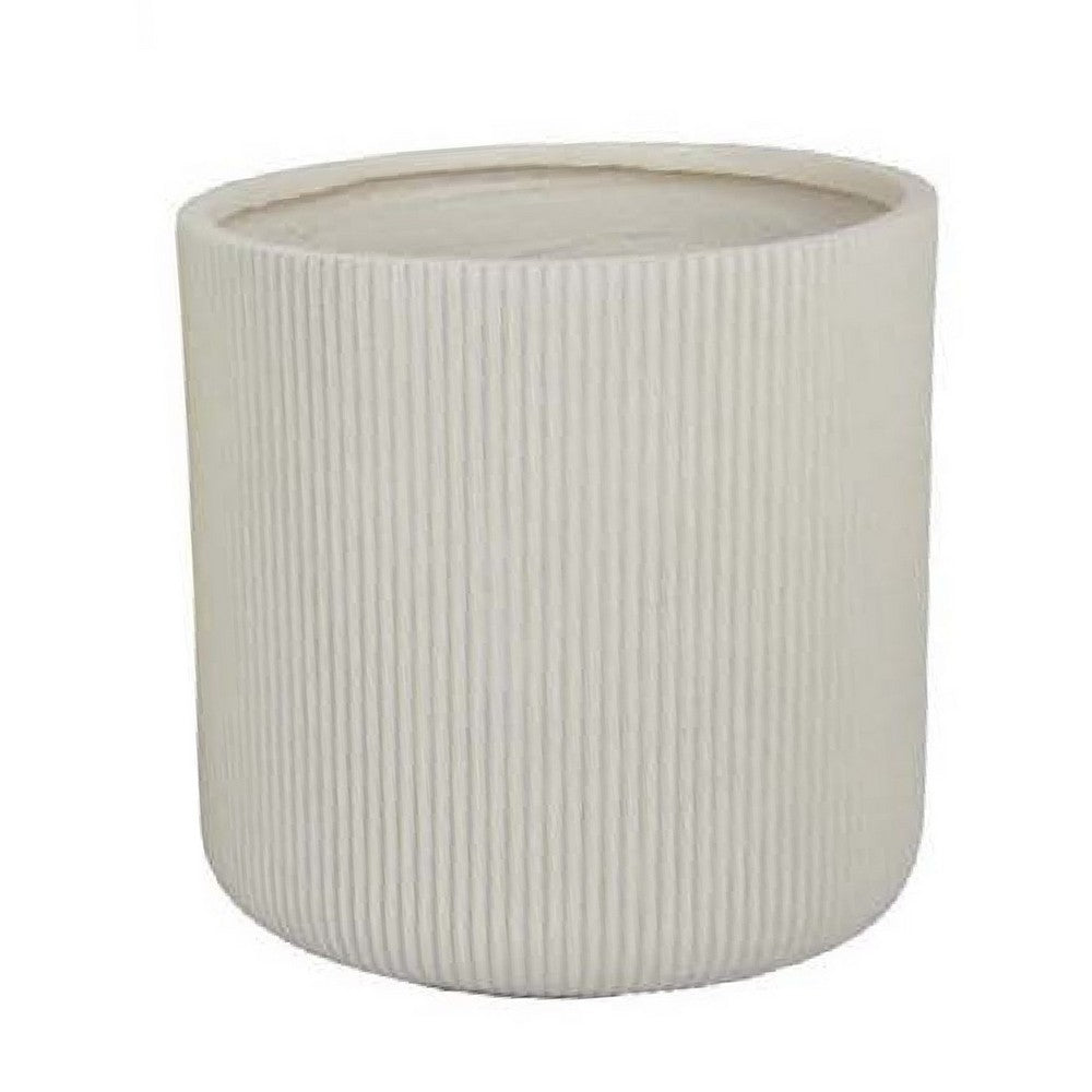 Elly Round Planter Set of 3, Vertical White Resin 18, 13, 9 Inch -BM335037