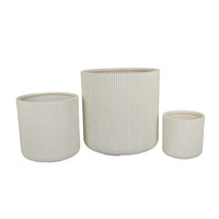 Elly Round Planter Set of 3, Vertical White Resin 18, 13, 9 Inch -BM335037