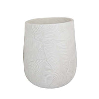 Sally Round Planter Set of 3, Intricate Leaf White Resin 23 19 14 Inch -BM335038