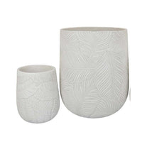 Sally Round Planter Set of 3, Intricate Leaf White Resin 23 19 14 Inch -BM335038