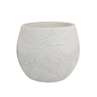 Sally Planter Set of 3, Round Intricate Leaf White Resin 17 13 9 Inch -BM335039