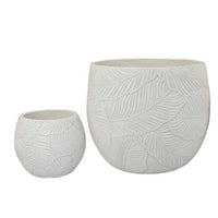 Sally Planter Set of 3, Round Intricate Leaf White Resin 17 13 9 Inch -BM335039