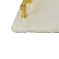 Pammy Decorative Serving Tray, Log Handles, Gold White Marble 18 Inch -BM335044