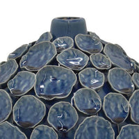 Remus Accent Vase with Raised Pebble Pattern, Glazed Blue Ceramic -BM335046