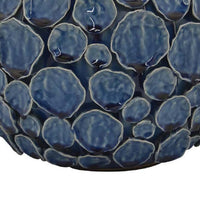 Remus Accent Vase with Raised Pebble Pattern, Glazed Blue Ceramic -BM335046
