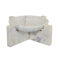 Manny Decorative Round Marble Bowl with X-Cross Base, White 16 Inch -BM335047