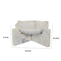 Manny Decorative Round Marble Bowl with X-Cross Base, White 16 Inch -BM335047