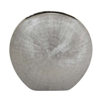 Harvey Accent Vase, Metallic Texture, Flat Round Gray Ceramic 15 Inch -BM335051