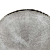 Harvey Accent Vase, Metallic Texture, Flat Round Gray Ceramic 15 Inch -BM335051