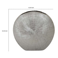 Harvey Accent Vase, Metallic Texture, Flat Round Gray Ceramic 15 Inch -BM335051