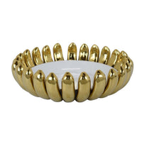 Milly Decorative Bowl, Raised Petal Rim, Gold White Ceramic 15 Inch -BM335054