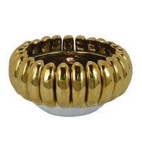 Milly Decorative Bowl, Raised Petal Rim, Gold Metallic Ceramic 13 Inch -BM335055