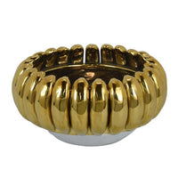 Milly Decorative Bowl, Raised Petal Rim, Gold Metallic Ceramic 13 Inch -BM335055