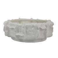 Dandy Decorative Bowl with Organic Textures, Glossy White Ceramic -BM335063