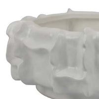 Dandy Decorative Bowl with Organic Textures, Glossy White Ceramic -BM335063