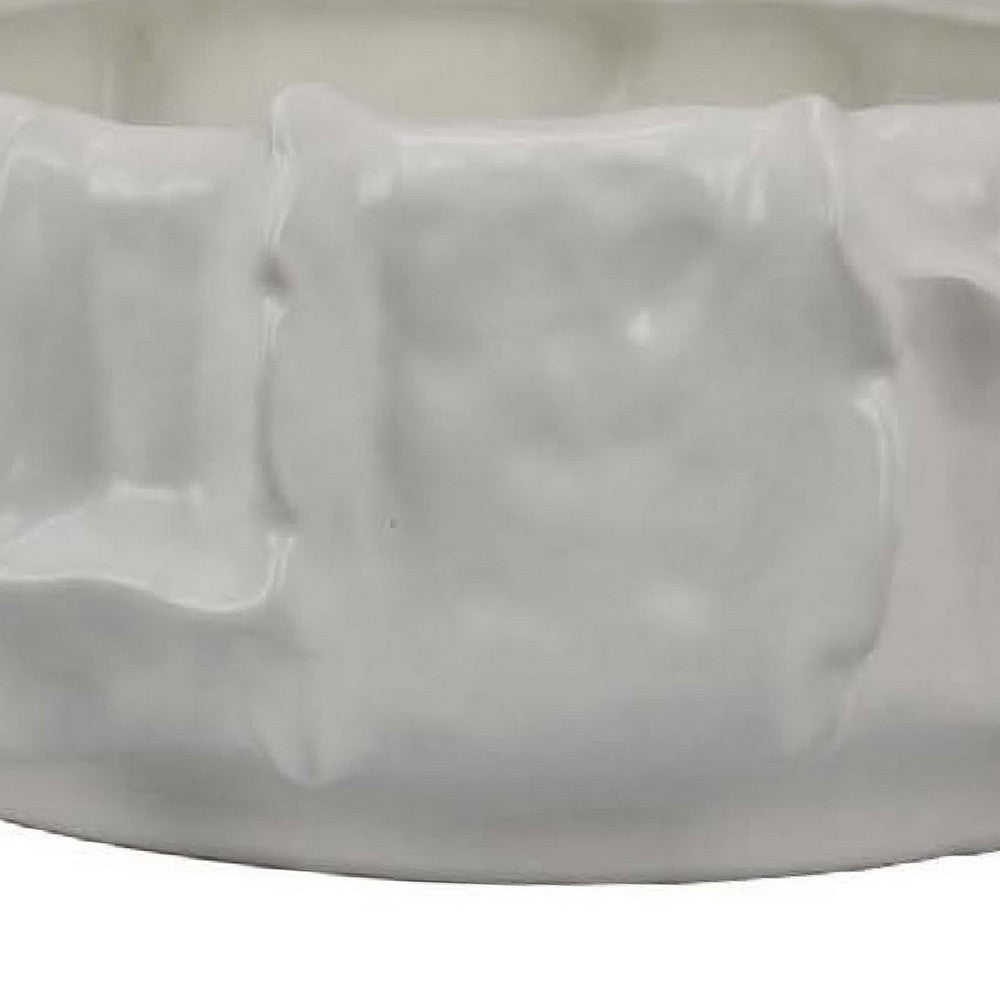 Dandy Decorative Bowl with Organic Textures, Glossy White Ceramic -BM335063