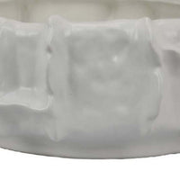 Dandy Decorative Bowl with Organic Textures, Glossy White Ceramic -BM335063
