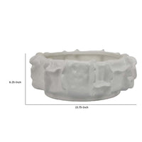 Dandy Decorative Bowl with Organic Textures, Glossy White Ceramic -BM335063