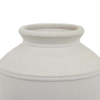 Samie Round Accent Vase, Rope-Like Details, White Ceramic 12 Inch -BM335064