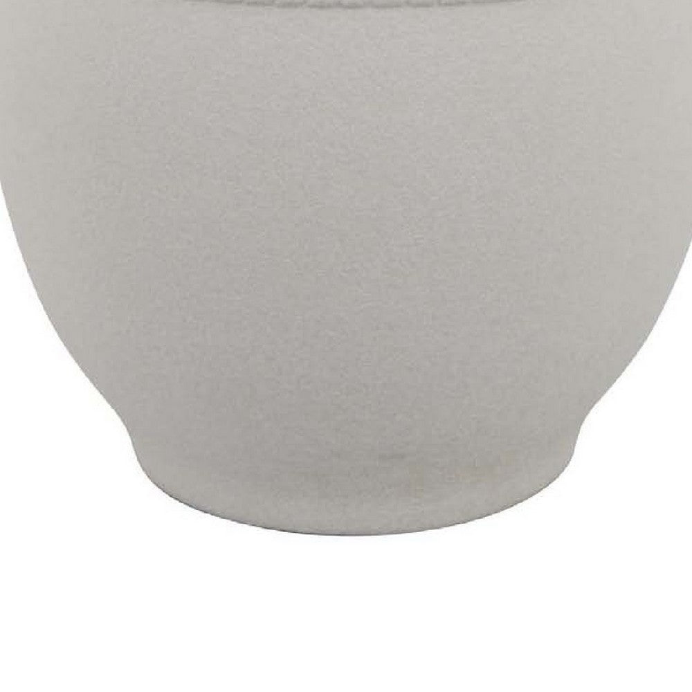 Samie Round Accent Vase, Rope-Like Details, White Ceramic 12 Inch -BM335064