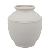 Samie Round Accent Vase, Rope-Like Details, White Ceramic 12 Inch -BM335064