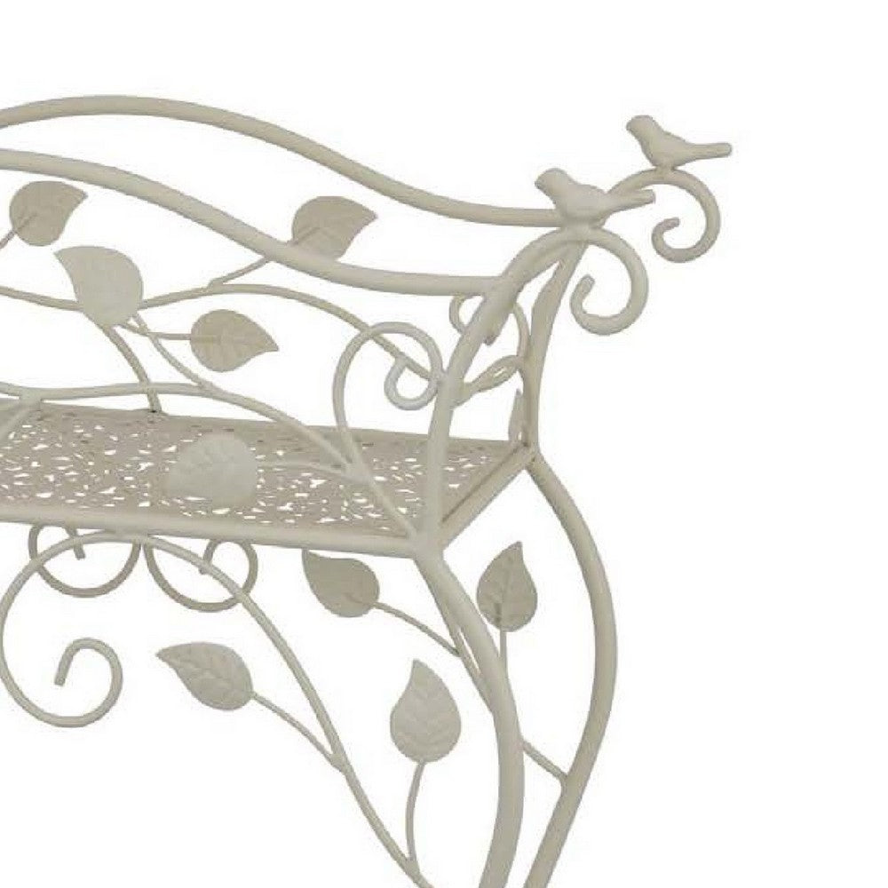 Philip Plant Stand Table, Scrolled Vine Details, Curved White Metal -BM335066