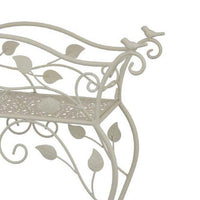 Philip Plant Stand Table, Scrolled Vine Details, Curved White Metal -BM335066