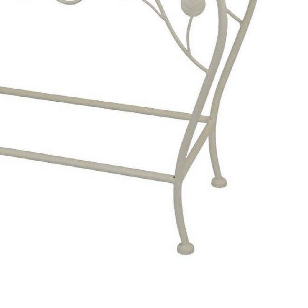 Philip Plant Stand Table, Scrolled Vine Details, Curved White Metal -BM335066