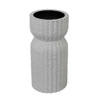 Solano Tall Candleholder Set of 3, Ribbed Texture, White Carved Wood  - BM335068