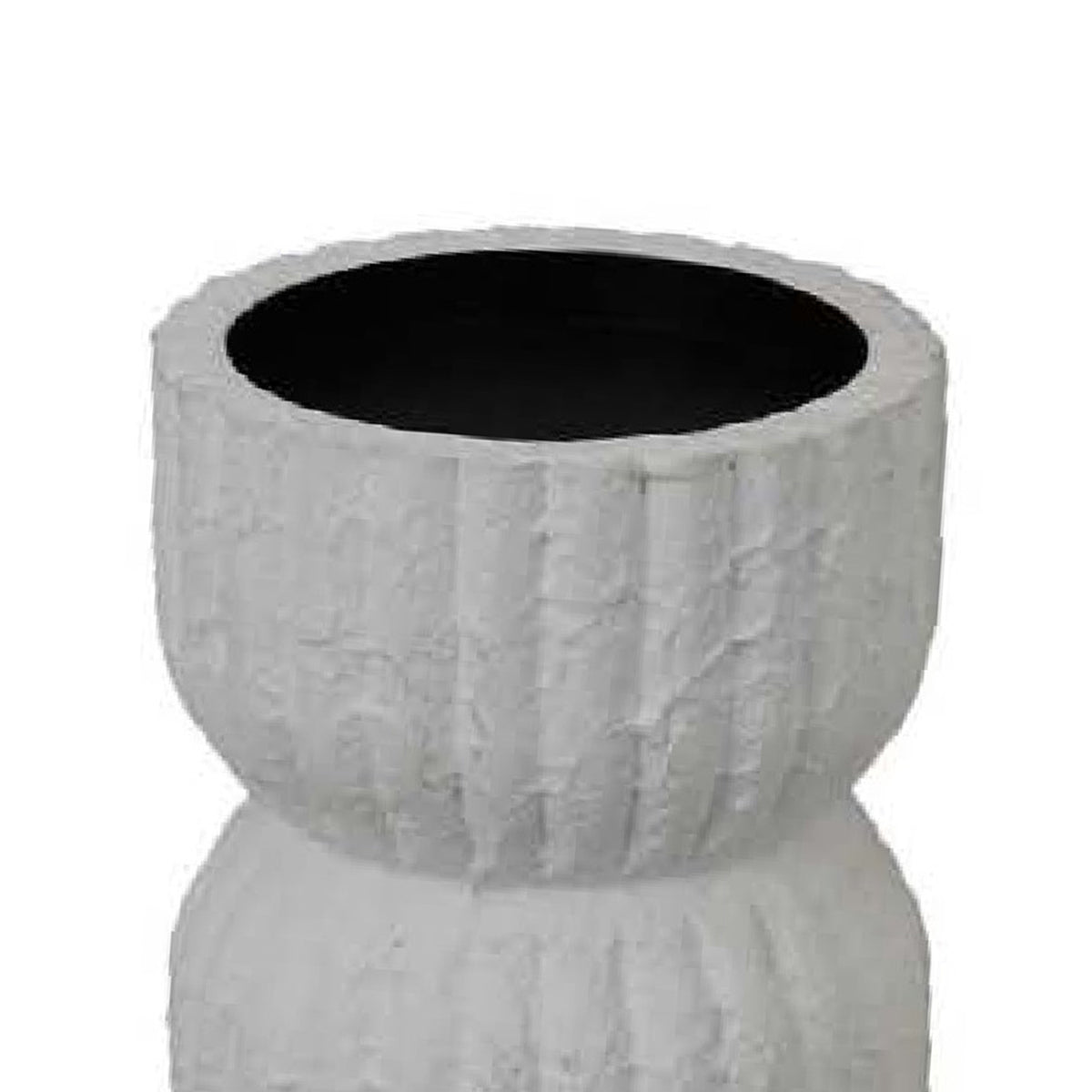 Solano Tall Candleholder Set of 3, Ribbed Texture, White Carved Wood  - BM335068