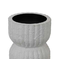 Solano Tall Candleholder Set of 3, Ribbed Texture, White Carved Wood  - BM335068