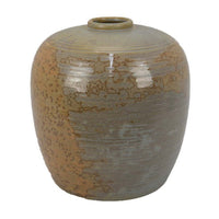 Simie Decorative Round Vase, Subtle Texture Brown Gray Ceramic 11 Inch -BM335071