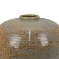 Simie Decorative Round Vase, Subtle Texture Brown Gray Ceramic 11 Inch -BM335071