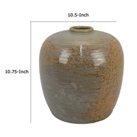 Simie Decorative Round Vase, Subtle Texture Brown Gray Ceramic 11 Inch -BM335071