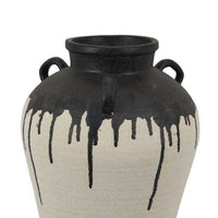 Caleb Accent Vase with Drip Pattern and Handles, Black Gray Ceramic -BM335073