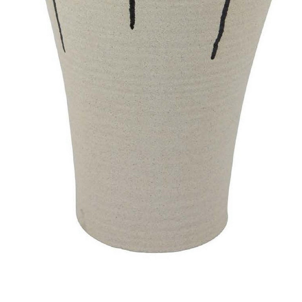 Caleb Accent Vase with Drip Pattern and Handles, Black Gray Ceramic -BM335073