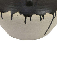 Caleb Accent Vase with Drip Pattern, Angled Handles Black Gray Ceramic -BM335074